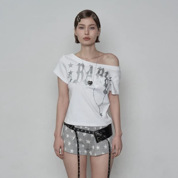 셋업이엑스이 베이비 와이드 넥 탑 화이트