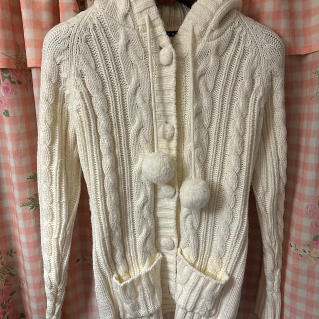 방울 후드 빈티지 가디건 