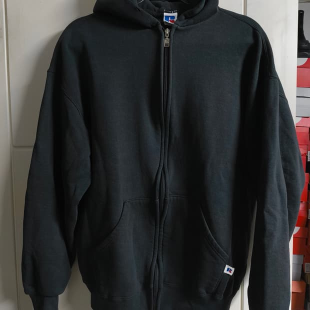 러셀 usa 90s 블랙 후드집업  L