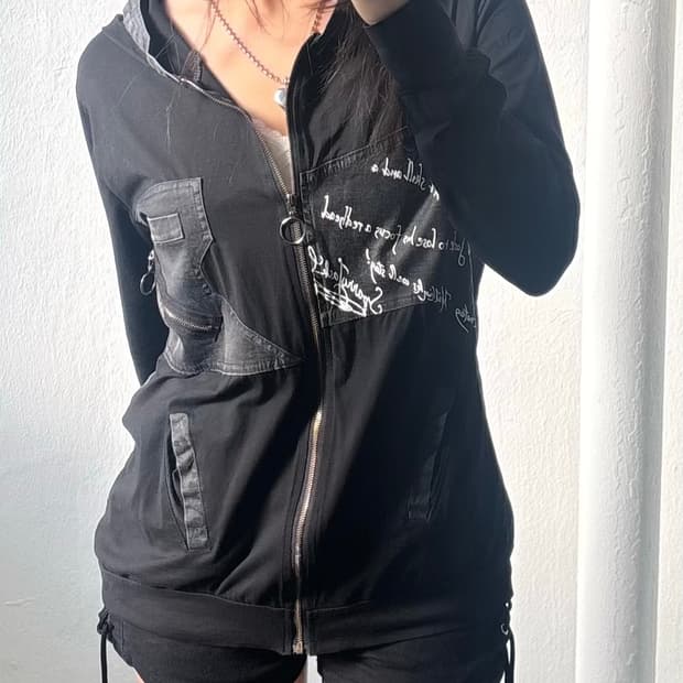 Vintage Lettering Detail Hood Zip-Up