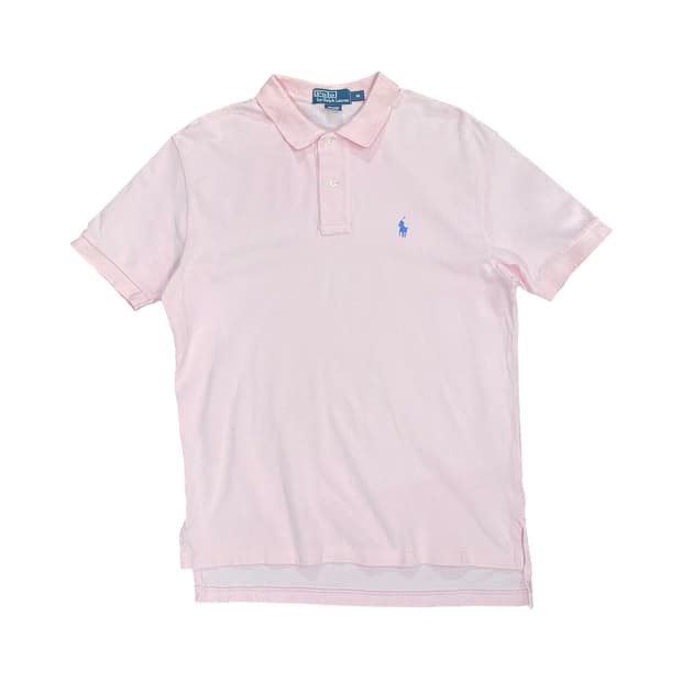 Polo Ralph Lauren 핑크 블루 로고 자수 반팔 티셔츠