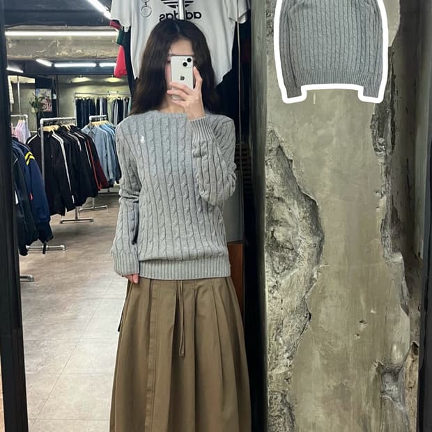 폴로 랄프로렌 꽈배기 니트 그레이 M #csz2544