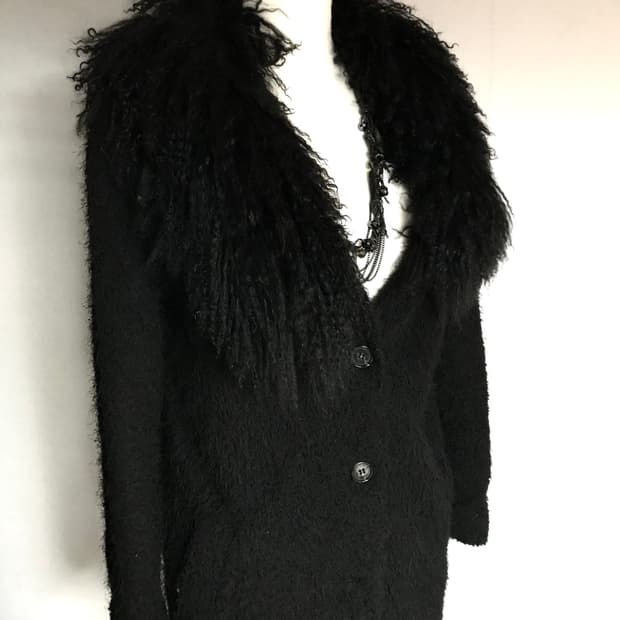 Vintage Faux Fur Shaggy Knit Cardigan