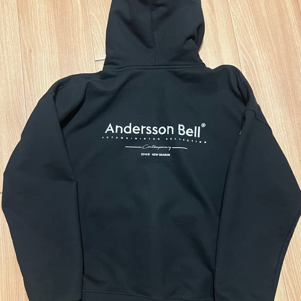 앤더슨벨 로고 후드티 블랙 xl