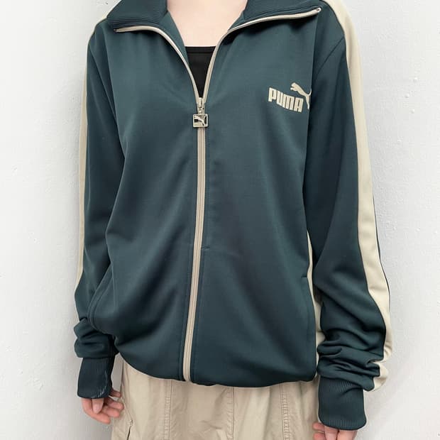 퓨마 카키 사이드라인 트랙탑