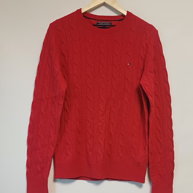 타미힐피거 케이블 니트 / 레드 / S / 정품