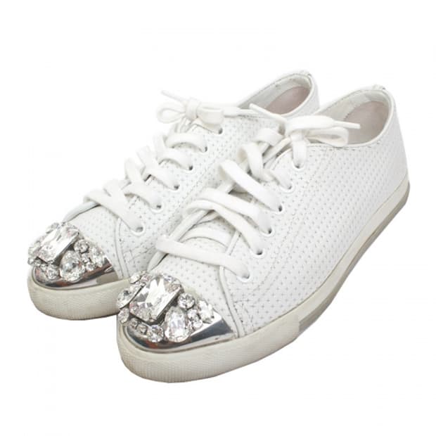 미우미우 화이트 크리스탈 스니커즈 (36)