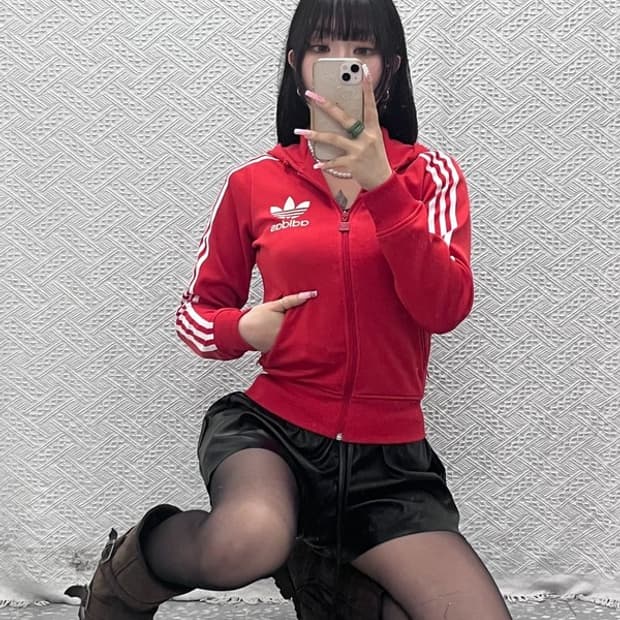 아디다스 유로파 플락 Y2K 딱붙핏 후드 져지 집업 85 C12539