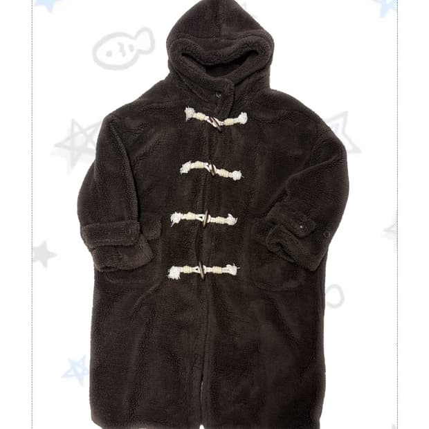 다크초코브라운 복슬 털 떡볶이코트 떡코