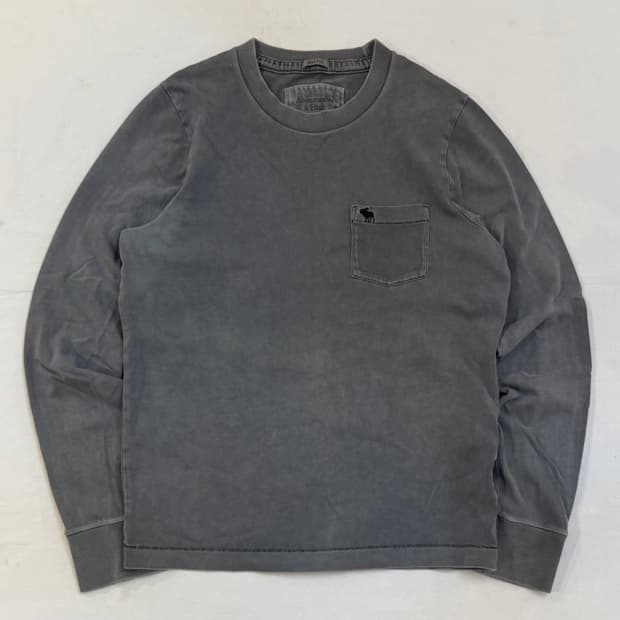 *국내유일* 아베크롬비 피그먼트 순록 롱슬리브 그레이
