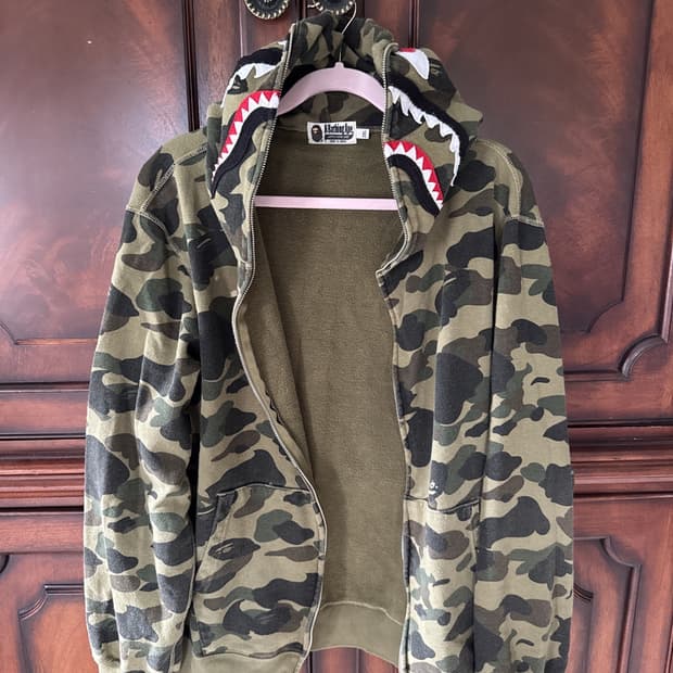 베이프 1st 카모 샤크 후드집업 녹계 2XL