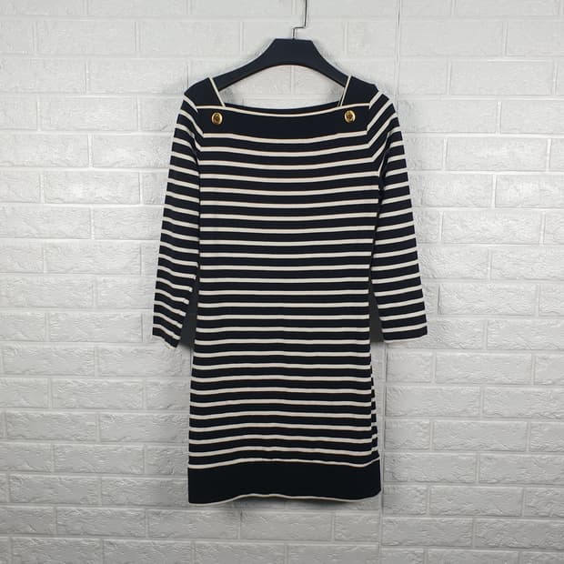 [85]럭키슈에뜨 스퀘어넥 스트라이프 원피스