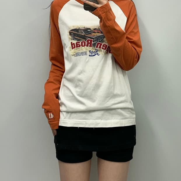 지프 y2k 와투케 나그랑 배색 롱슬리브 긴팔티