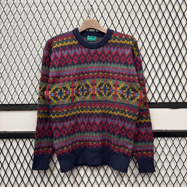 USA VTG 페어아일 패턴 울 니트 스웨터 멀티 컬러
