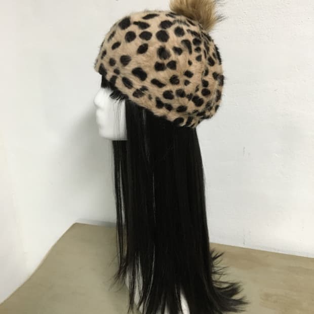 pom leopard pattern beret