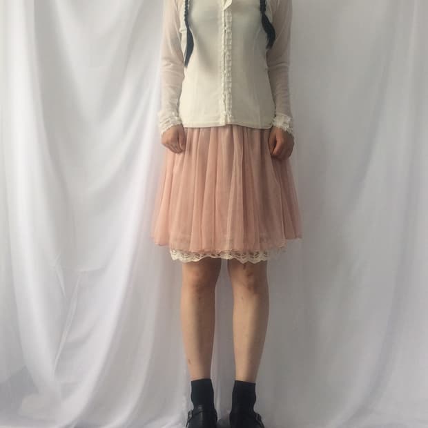 Pleats trimming mesh cardigan