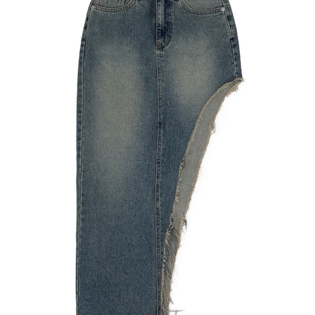 보헤미안서울 커브 커팅 데님 스커트