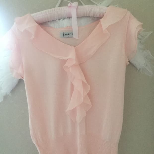 light pink ruffle blouse