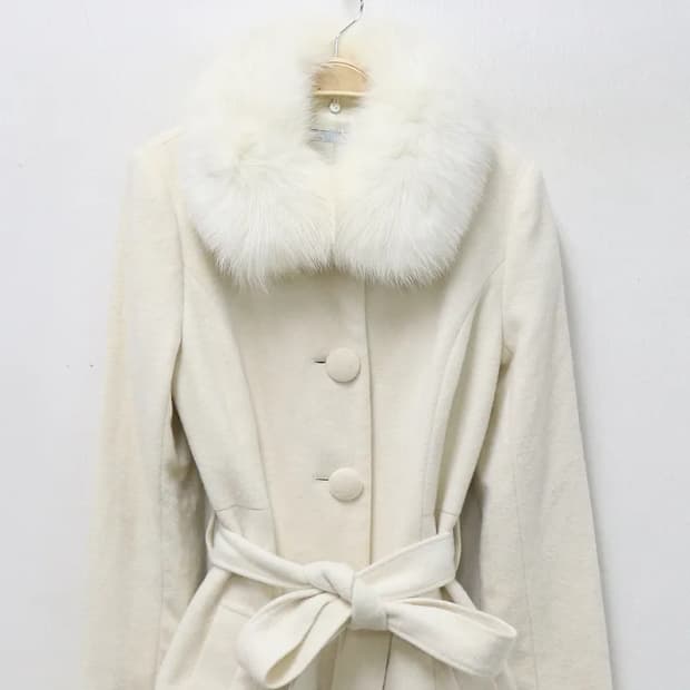 X MISS 래빗 퍼 울 혼방 벨트코트 63020