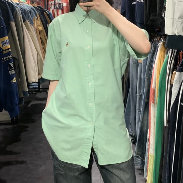 [IM] 폴로 랄프로렌 반팔 린넨 셔츠 라이트 그린