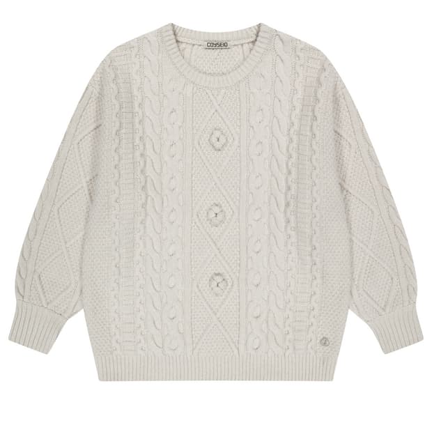 코이세이오 폼폼니트 pompom cable knit ivory