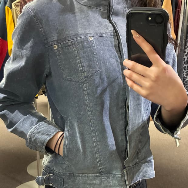 M)Japanese vintage 여성 메탈릭 데님자켓