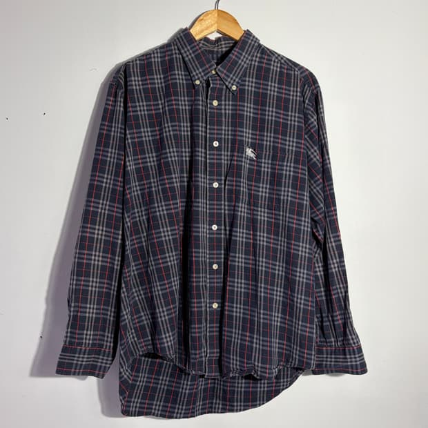 버버리 빈티지 네이비 체크 셔츠 (무료배송)