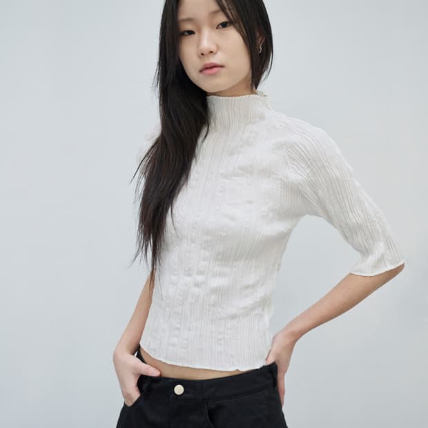 레터 letter 더블 플리츠 탑 아이보리