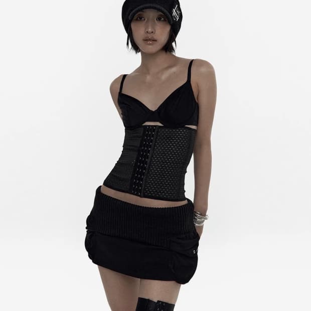 카시코 니트 마이크로 스커트 블랙 S