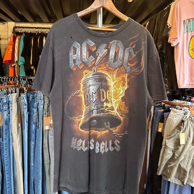 ACDC 락밴드 페이드 프린팅 티셔츠