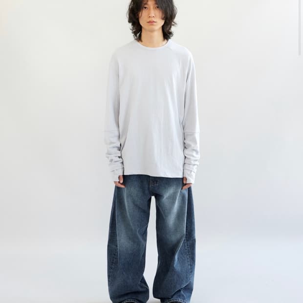 해칭룸 와이드 커브드 진 워시드 블루