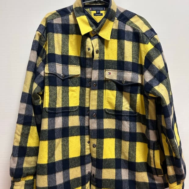 타미힐피거 옐로우 체크 셔츠 M