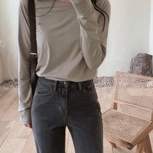 (미개봉, 새상품) 슬로우앤드 소프트 히트텍 티셔츠 딥베이지 색상