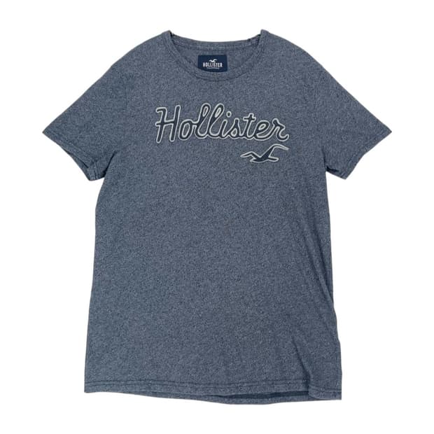 홀리스터 Hollister 네이비 로고 자수 반팔 티셔츠 M
