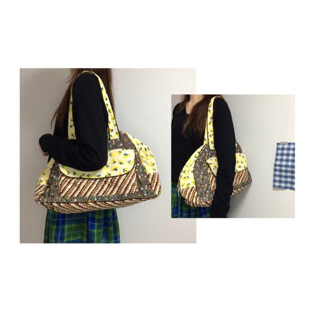 츠모리 치사토 코듀로이 플라워패턴 숄더백