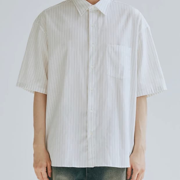 브랜디드 SUNSET HALF SHIRT [IVORY STRIPE] M
