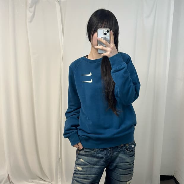Nike blue double swoosh sweatshirt 