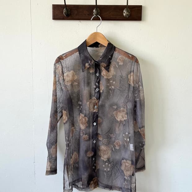 Japan vtg 플라워 시스루 셔츠