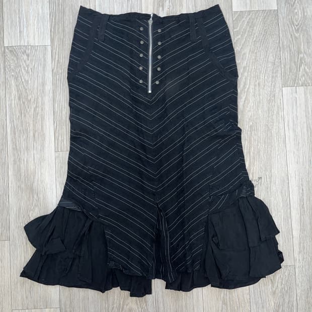 빈티지 로우라이즈 프릴 미디스커트