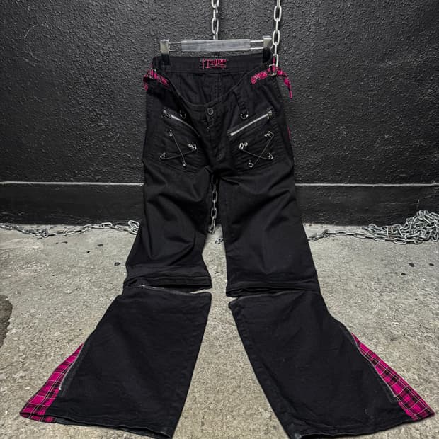 TRIPP NYC – Pink Tartan Bondage Zip Pant