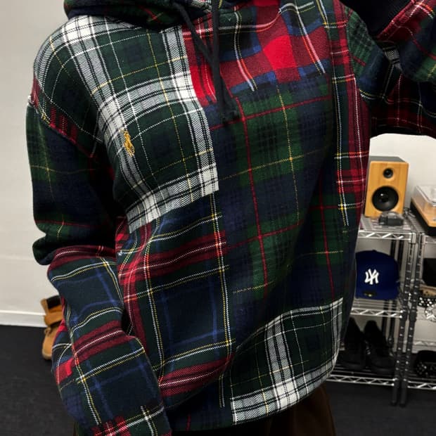 폴로 신형 마드라스 체크 후드티