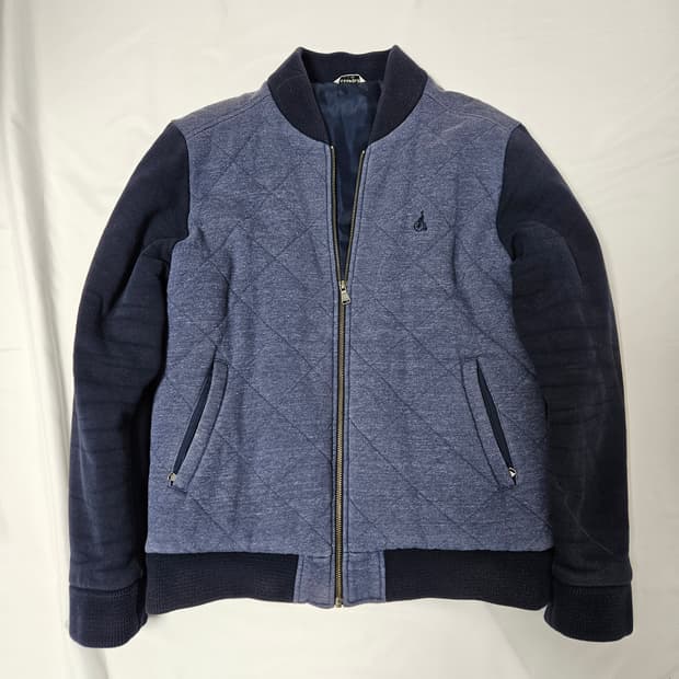 빈폴 니트집업 헤비 봄버자켓 블루종 항공점퍼 집업 코튼니트 100