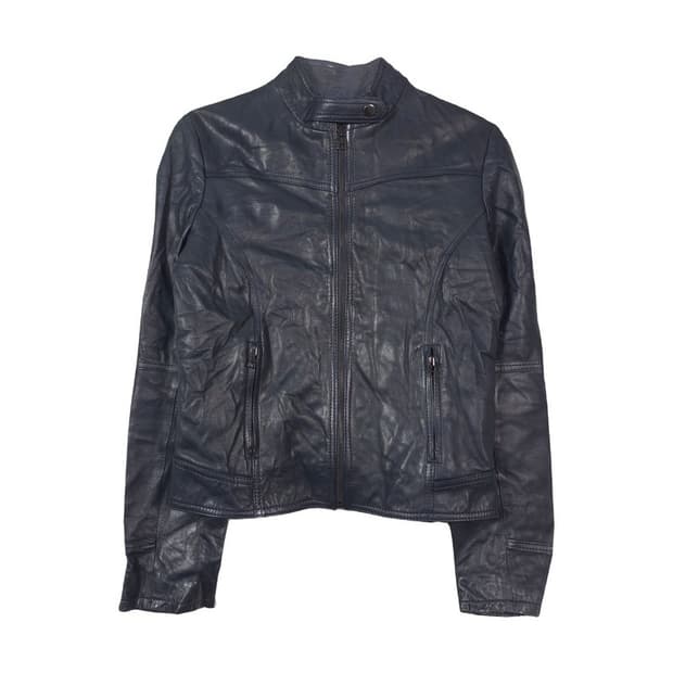 BATA 이태리 램스킨 하이넥 레더 자켓 S