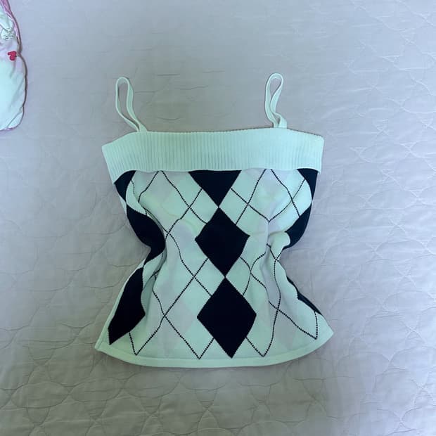 블랙핑크 아가일 니트 히메갸루 오네갸루 stc 달천깔 빈티지 로걀탑