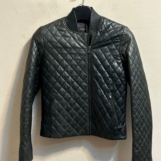 폴스미스 블랙 퀼팅 램스킨 레더 자켓