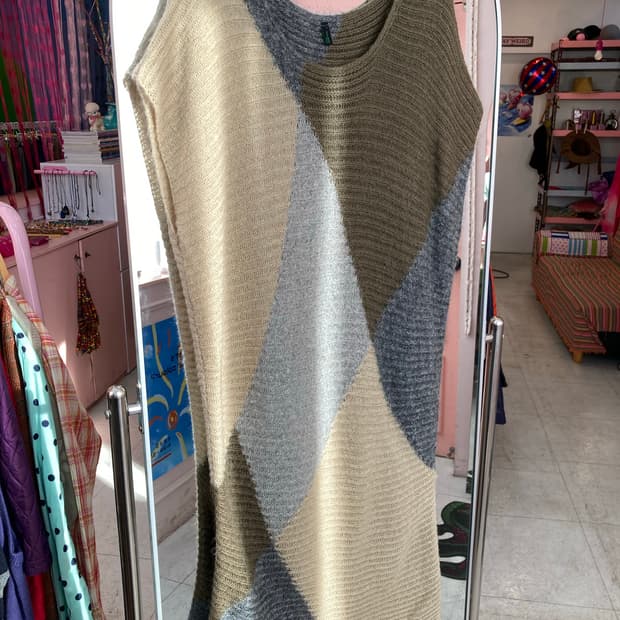 베네통 Benetton 패턴 니트 울 원피스