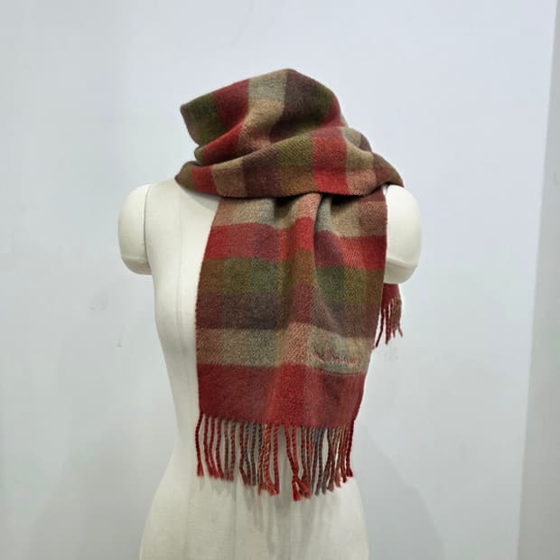 피에르 발망 울100% 양면 체크 머플러