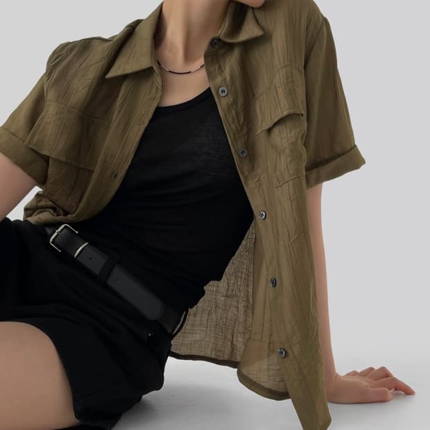 링클 반팔 셔츠