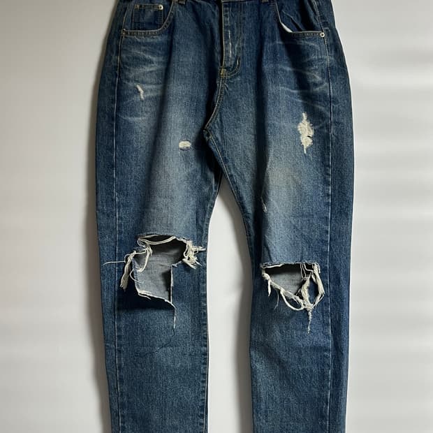 로드 디스트로이드 배기핏 데님팬츠 청바지 프리