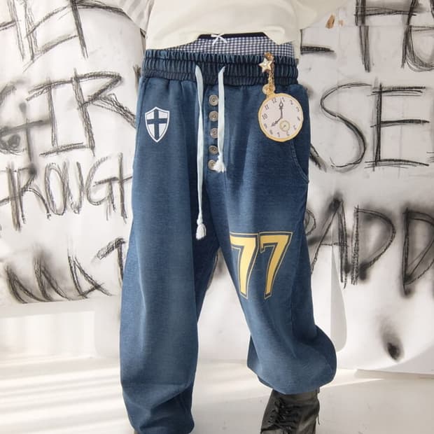 button jersey sweatpants (denim)